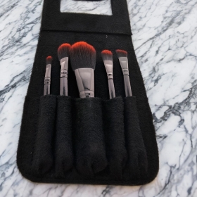 Deluxe Travel Professional Brush Set With Mirror - Lola Cosmetics, 5 PCS