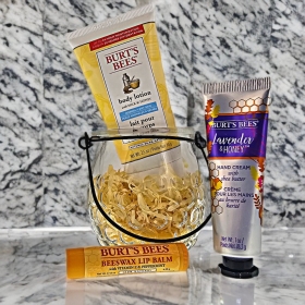 Burt's Bees Pamper Gift Set In a Glass Jar, Body Lotion, Lip Balm, Hand Cream