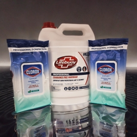 Lifebuoy Professional Fragrance Free Hand Wash 5 L+2 Packs*30 Wet Wipes Clorox