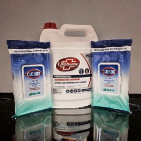 Lifebuoy Professional Fragrance Free Hand Wash 5 L+2 Packs*30 Wet Wipes Clorox