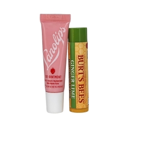 Lanolips/Burt's Bees BUNDLE-101 Ointment Strawberry-3g Plus Ginger Lime Lip Balm